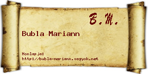Bubla Mariann névjegykártya