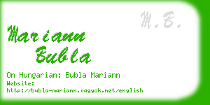 mariann bubla business card